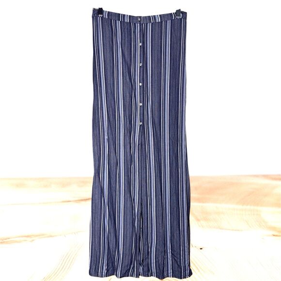 EUC Hollister High Waisted Striped Button Slit Maxi Skirt Size Large - Picture 2 of 8